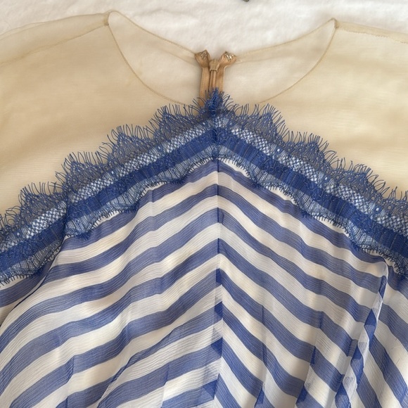 Tadashi Shoji Plus Size 100% Silk Blue and White A-Line Midi Dress - Picture 12 of 12